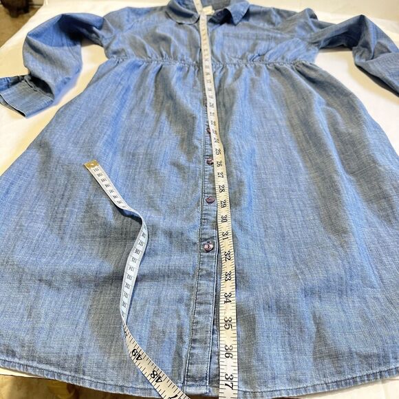 Motherhood Blue Denim Long Sleeve Shirt Maternity Dress With Pockets Size Small - Picture 10 of 12